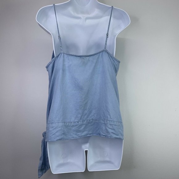 1250C Tank Top Size L Side Tie V Neck Blue - Picture 5 of 8